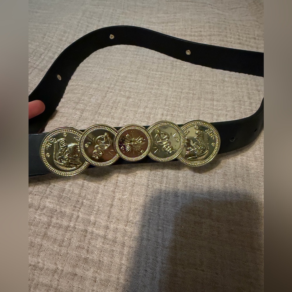 ASOS Black Belt with Gold Medallion accent